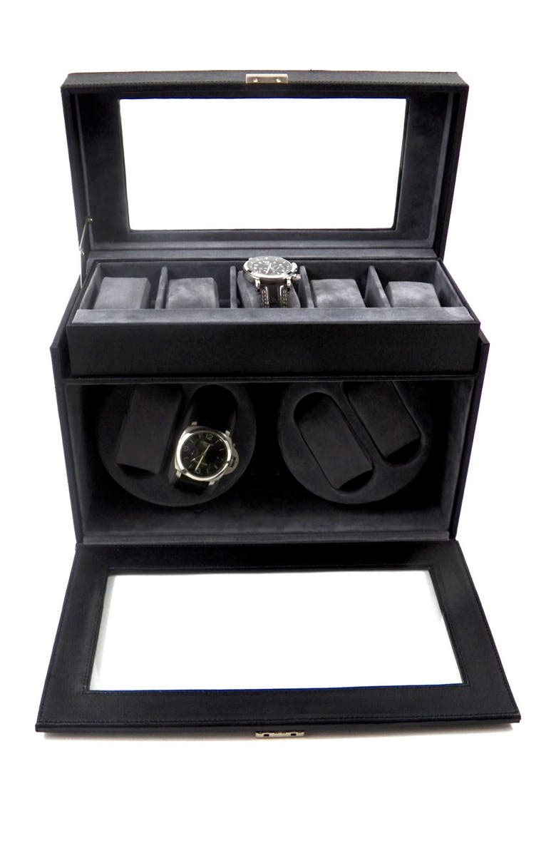 Bey-Berk Black Automated Leather Watch Winder, Alternate, color, NO COLOR