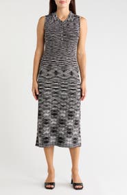 T Tahari Sleeveless Ribbed Midi Dress