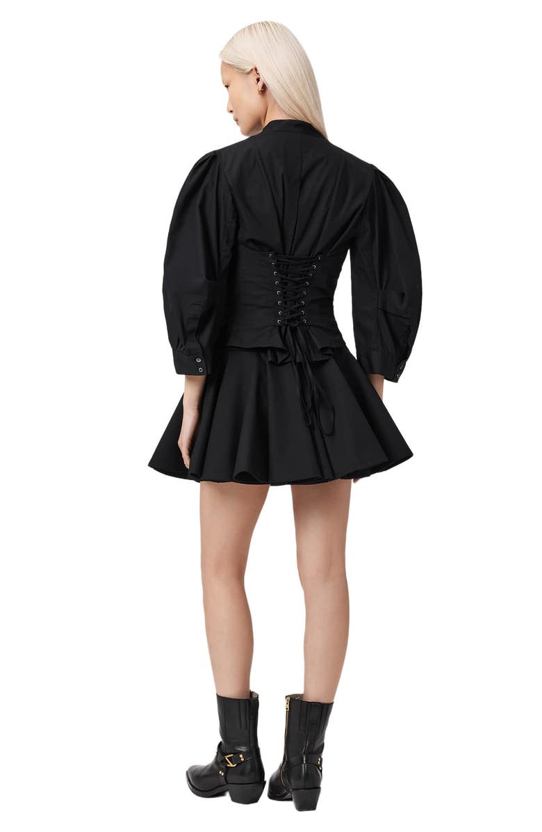 AllSaints Tulip Ponte Miniskirt, Alternate, color, Black