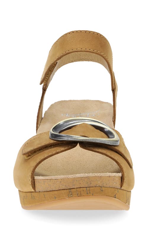 Dansko Stella Ankle Strap Platform Wedge Sandal In Dijon Milled Nubuck