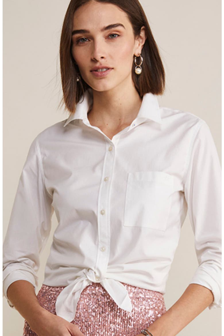 Stretch Cotton Button-Up Shirt, Alternate, color, WHITE CAP