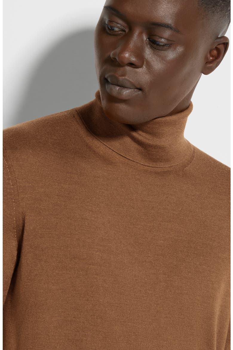 Cashseta Light Cashmere & Silk Turtleneck Sweater, Alternate, color, DARK FOLIAGE