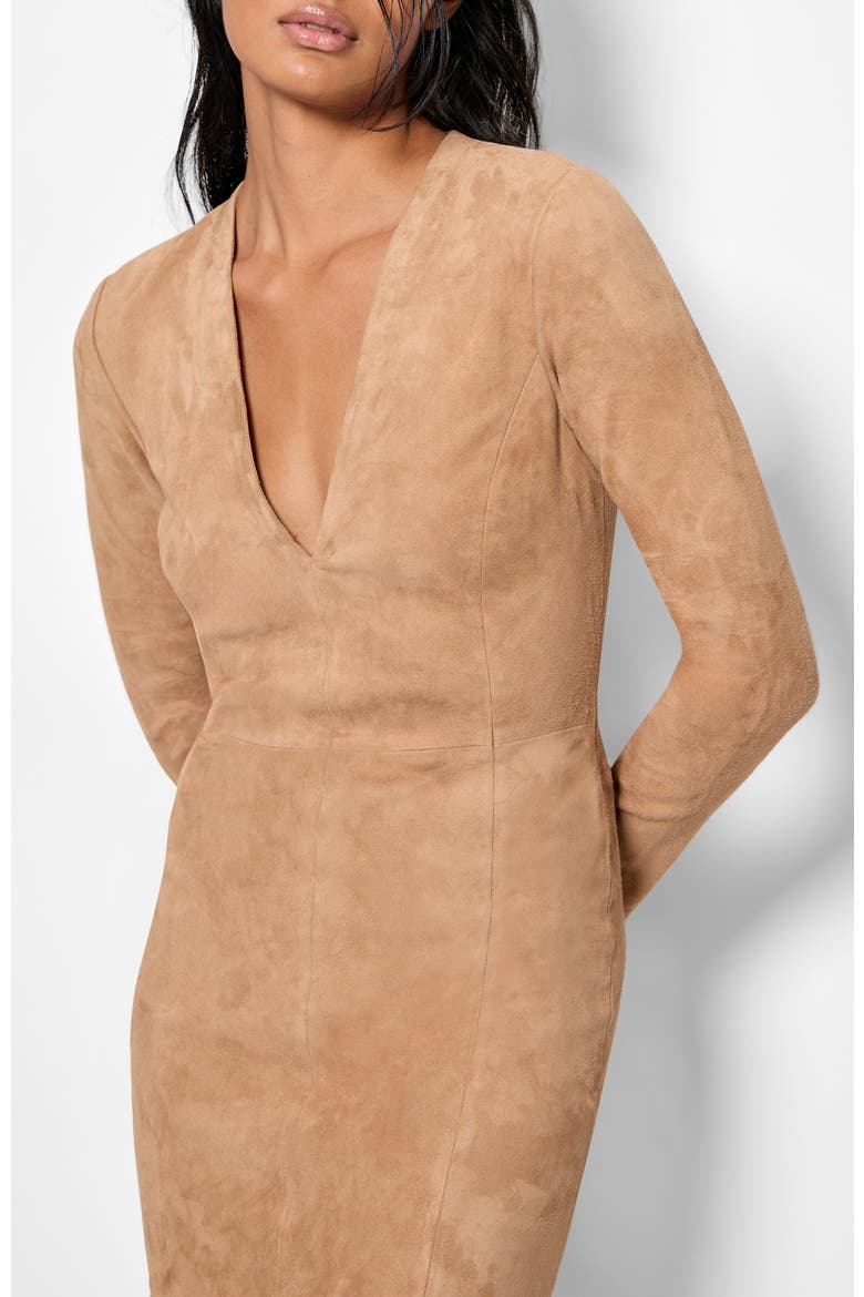 Demeter Stretch Suede Dress, Alternate, color, Sand