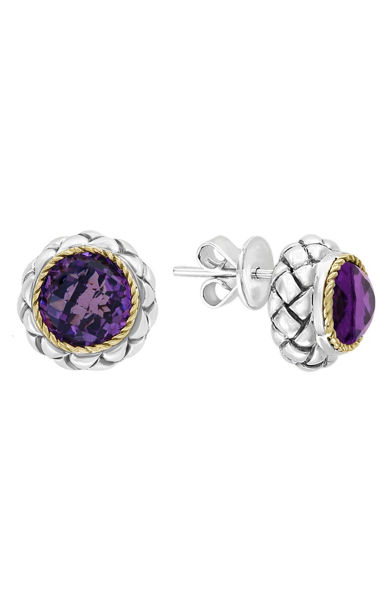 EFFY Sterling Silver & 18K Gold Amethyst Stud Earrings, Alternate, color, 