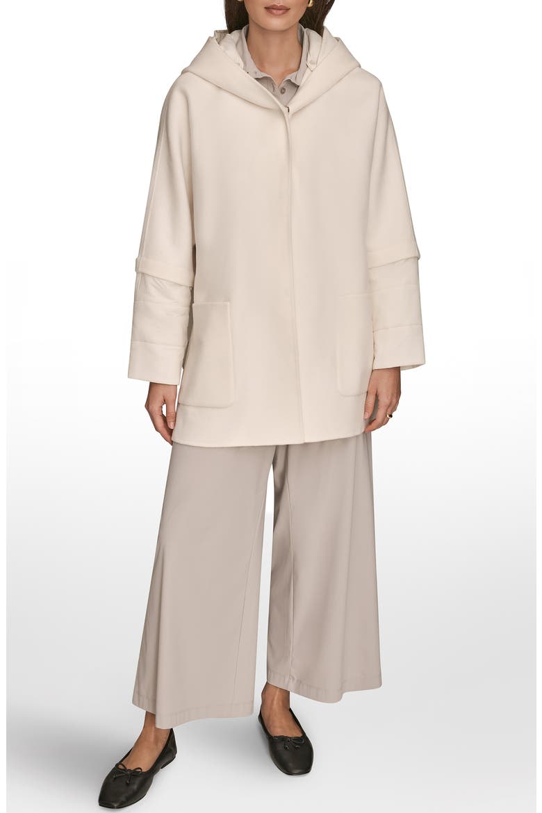 Wool Blend Coat with Puffer Sleeves, Alternate, color, CREAM
