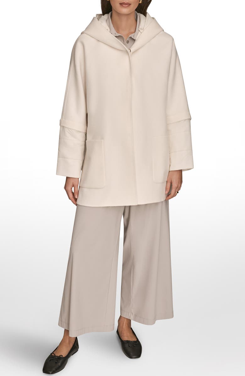 Donna Karan New York Wool Blend Coat with Puffer Sleeves, Alternate, color, Cream