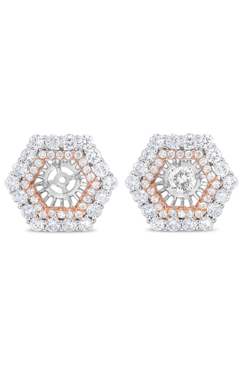 14K Two Tone Gold 1 7/8 Cttw Diamond Double Halo Earring Jacket, Main, color, White