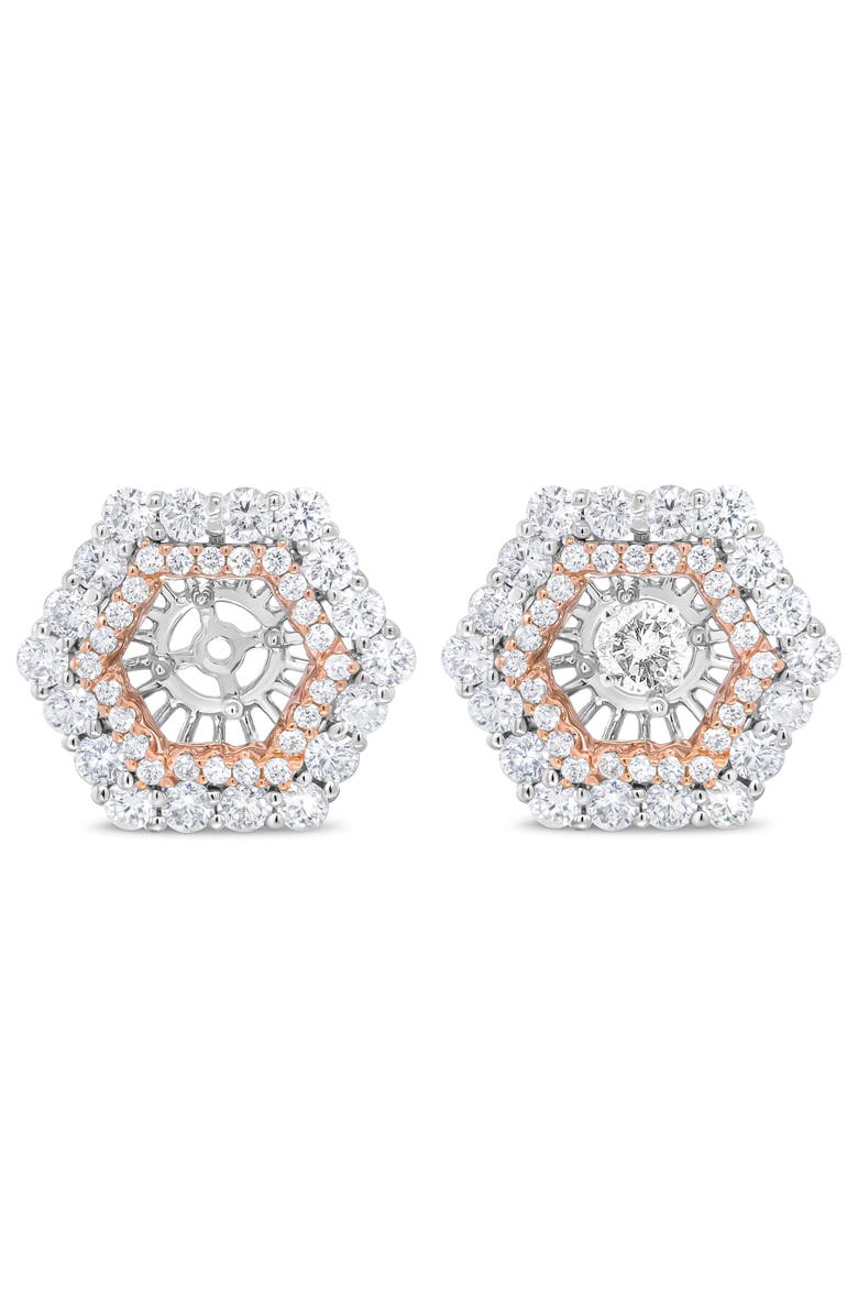 Haus of Brilliance 14K Two Tone Gold 1 7/8 Cttw Diamond Double Halo Earring Jacket, Main, color, White