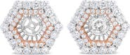 Haus of Brilliance 14K Two Tone Gold 1 7/8 Cttw Diamond Double Halo Earring Jacket