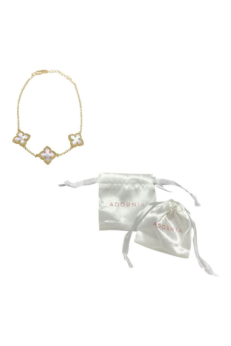 Mother of Pearl Flower Station Bracelet, Alternate, color, WHITE