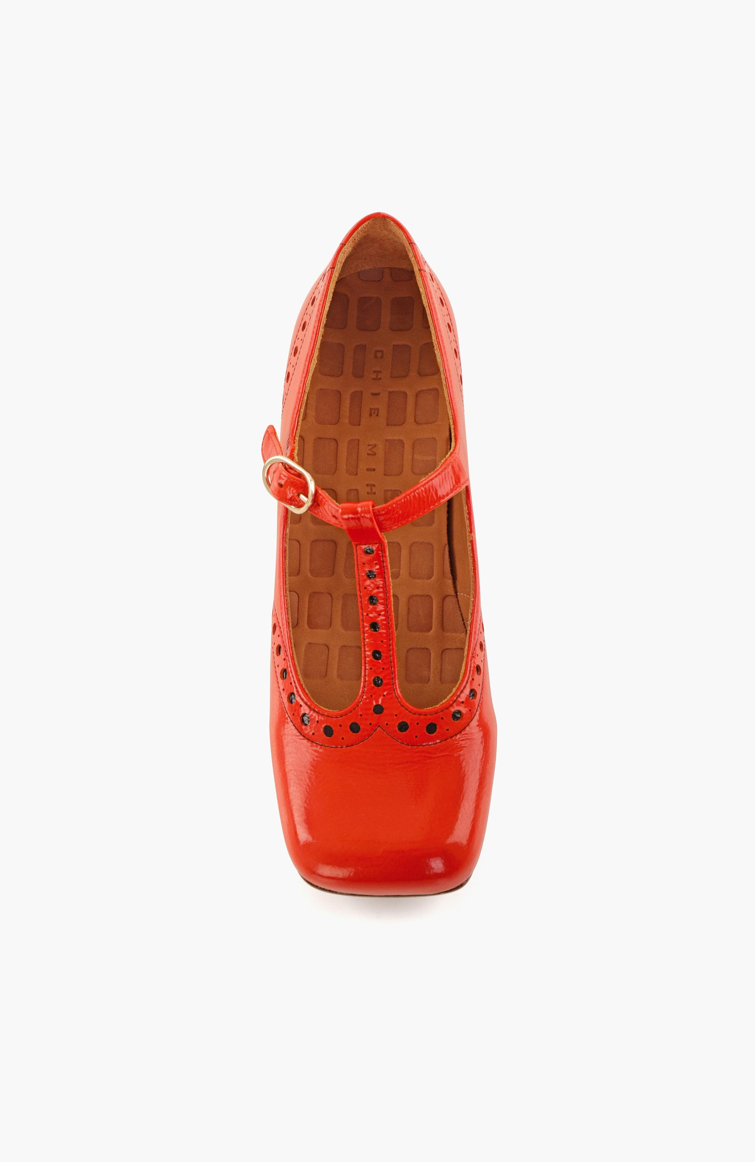 Patent leather Buckle Pump, Alternate, color, Carmine