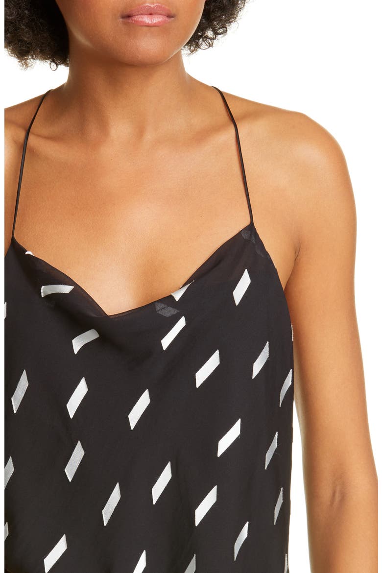 Harmon Racerback Silk Blend Tank Top, Alternate, color, RIBBON TAPE BLACK/ SOFT WHITE