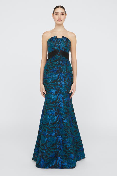 Navy Fit & Flare Maxi Dress