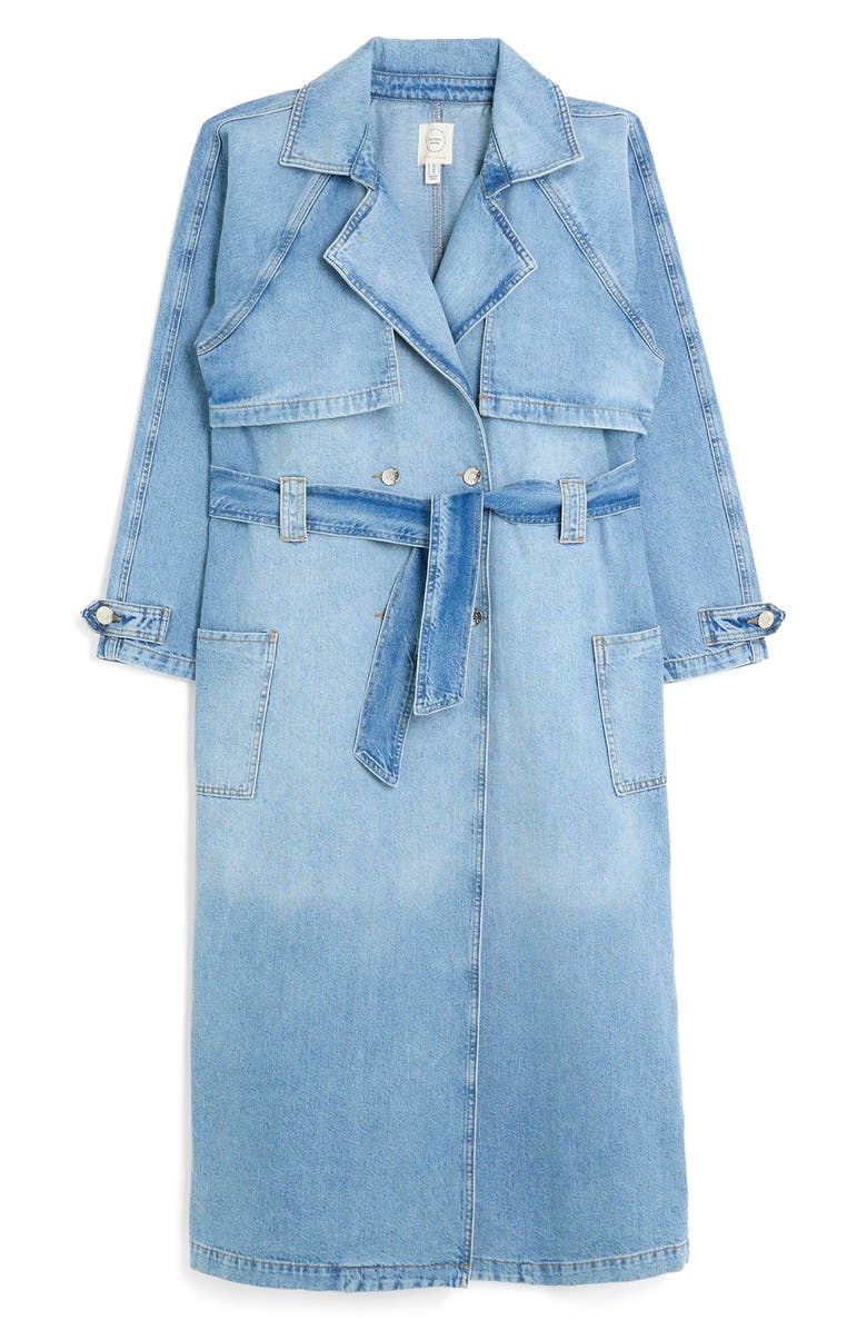 River Island Belted Denim Trench Coat, Alternate, color,
