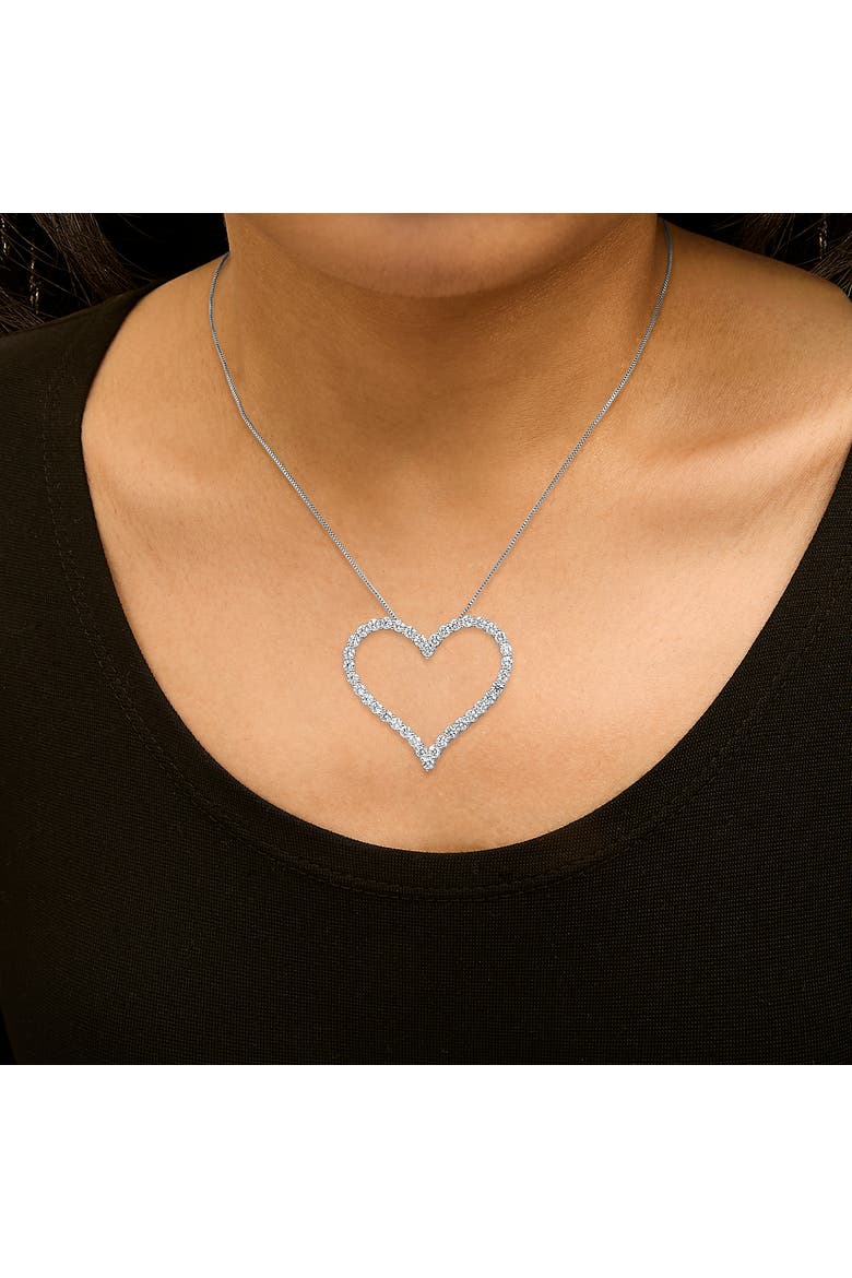 14K White Gold 3.0 Cttw Lab Grown Diamond Open Heart Pendant Necklace, Alternate, color, White Gold