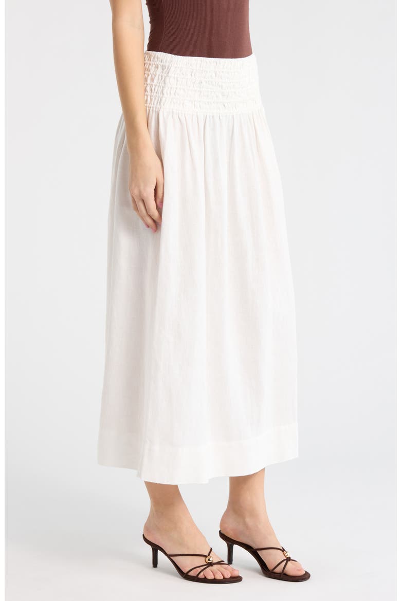 Alessa Smock Waist Linen Blend Maxi Skirt, Alternate, color, WHITE LINEN