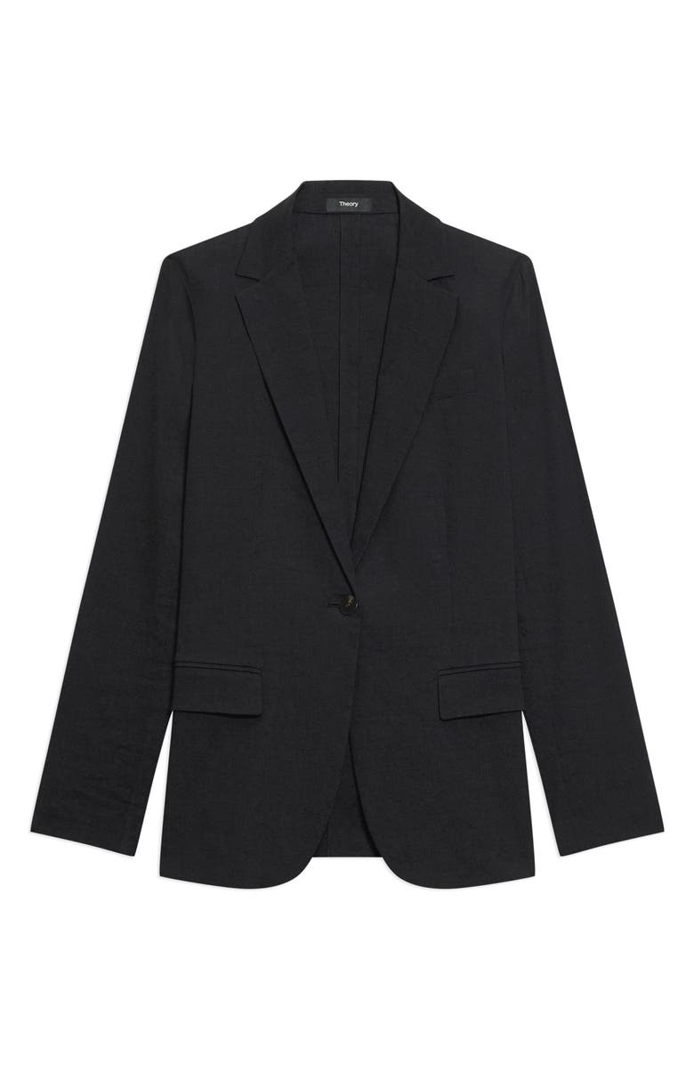Theory Slim Fit Linen Blend Blazer, Alternate, color, Black
