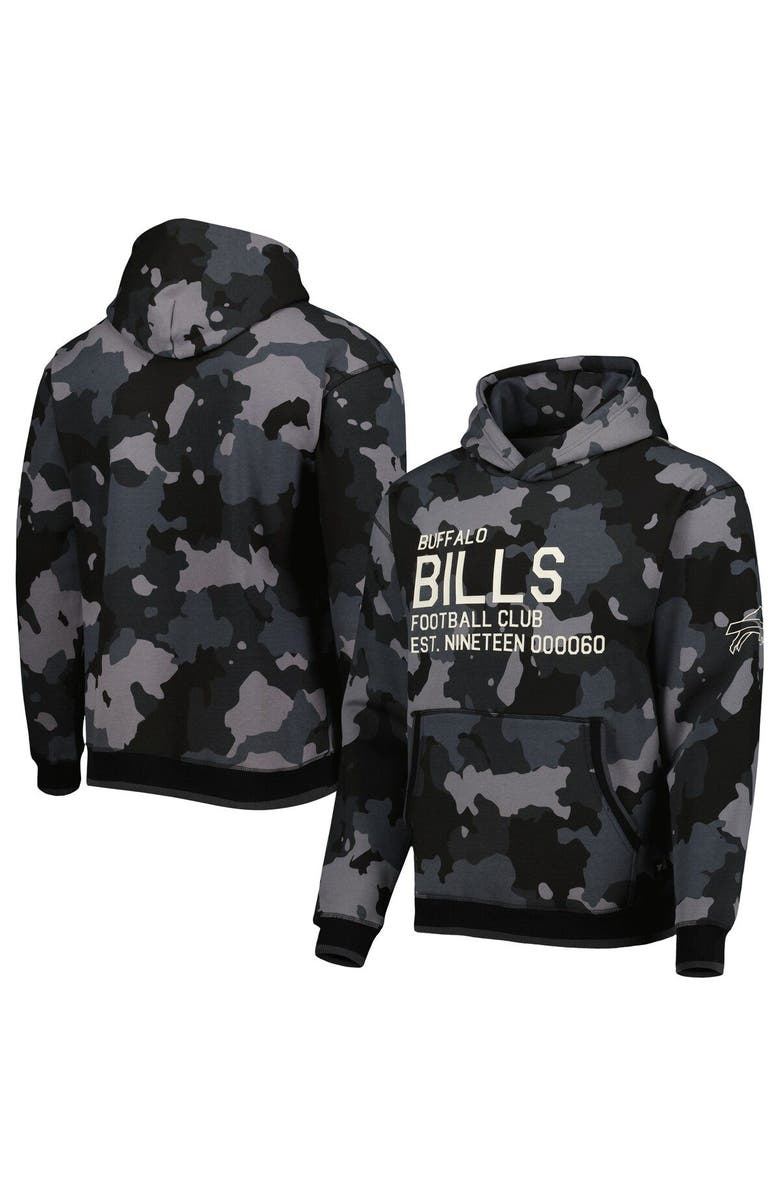 THE WILD COLLECTIVE Men's The Wild Collective Black Buffalo Bills Camo Pullover Hoodie, Main, color, 