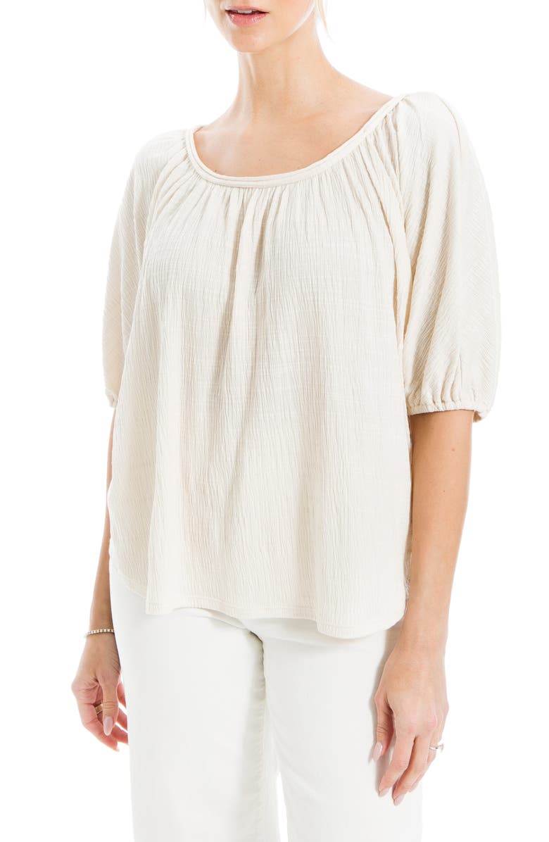 MAX STUDIO Textured Knit Bubble Sleeve Knit Top, Alternate, color, Eggshell
