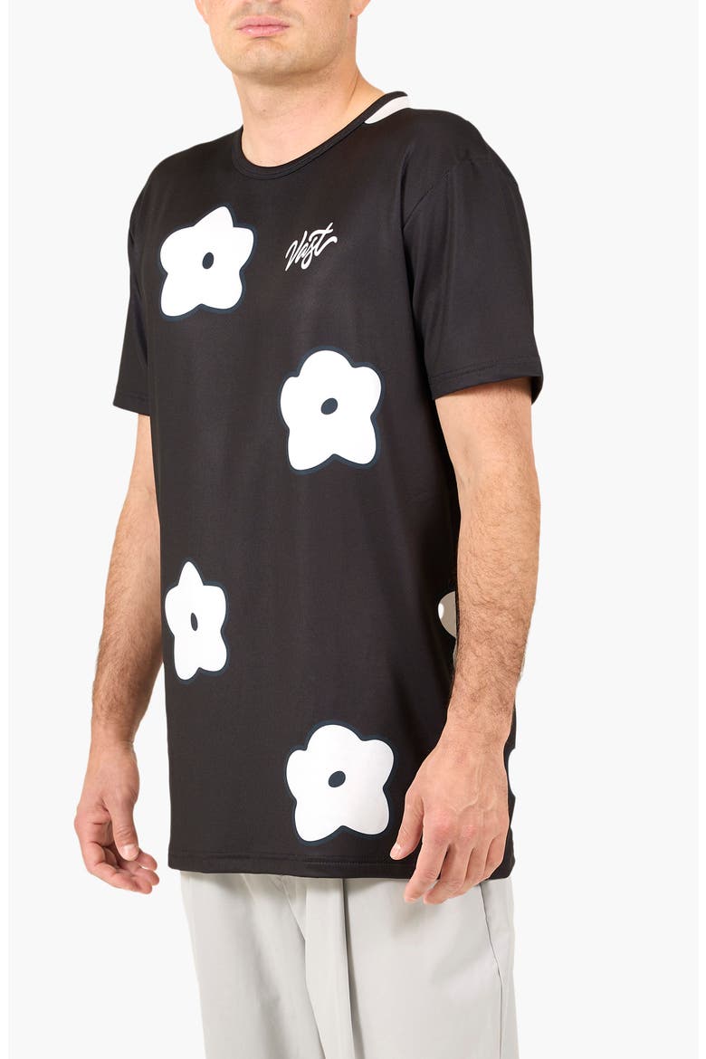 Flower Patch Aqua Terra Performance T-Shirt, Alternate, color, BLACK