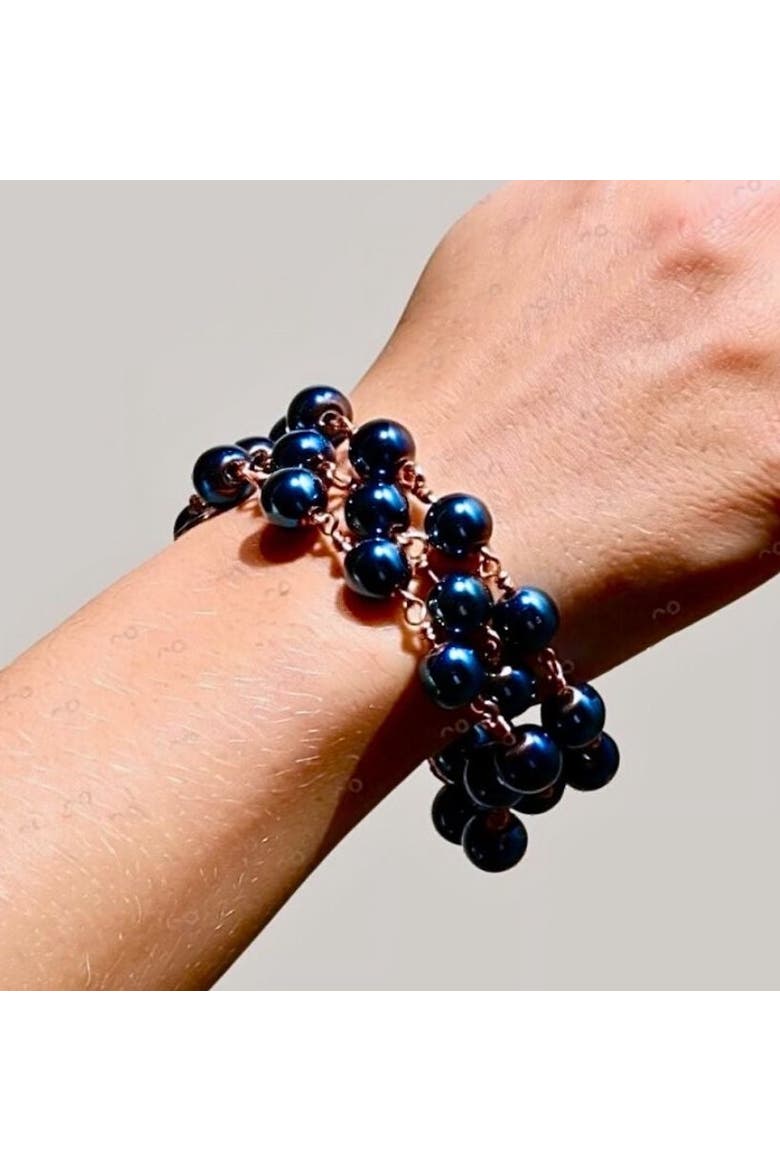 Celeste Blue Hematite 3-Layer Bracelet, Alternate, color, Blue