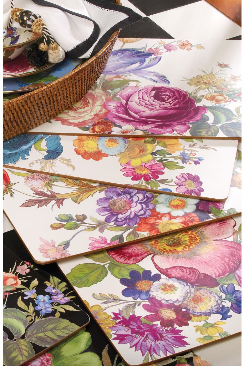 Flower Market Set of 4 Placemats, Alternate, color, WHITE MULTI
