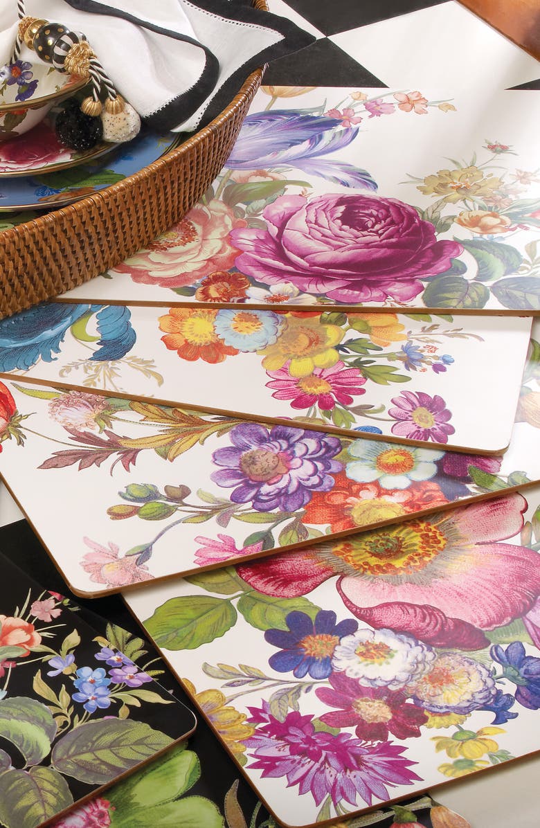MACKENZIE CHILDS Flower Market Set of 4 Placemats, Alternate, color, White Multi