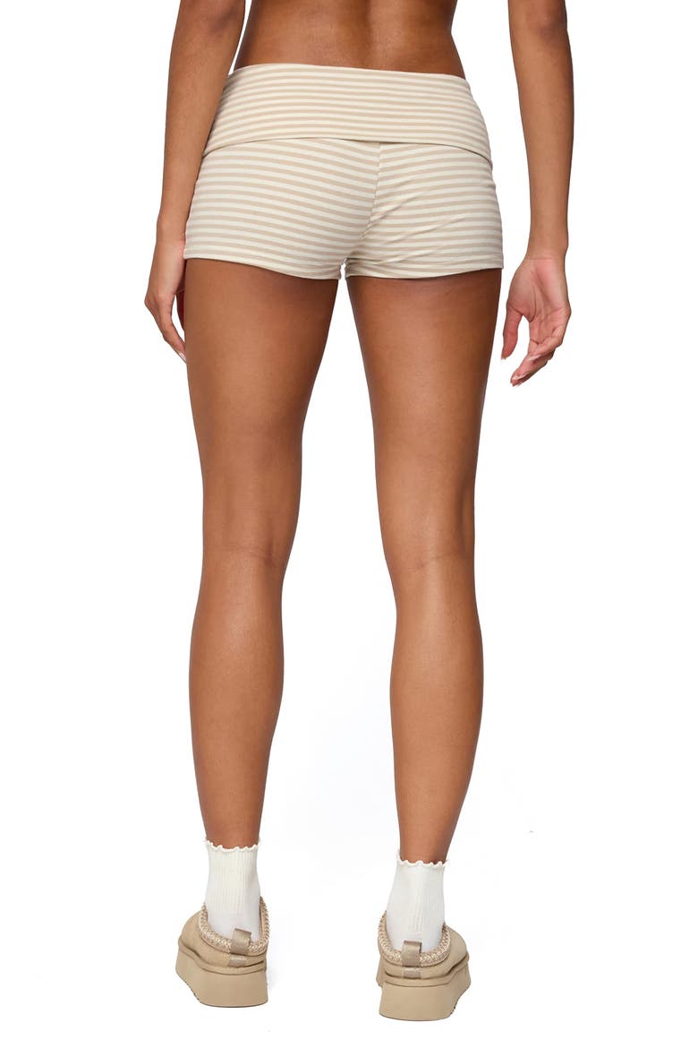 Kodi Stripe Foldover Microshorts, Alternate, color, BEIGE