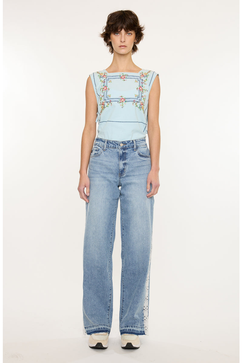 Carollyn High Rise Wide Leg Jeans, Main, color, Medium Wash