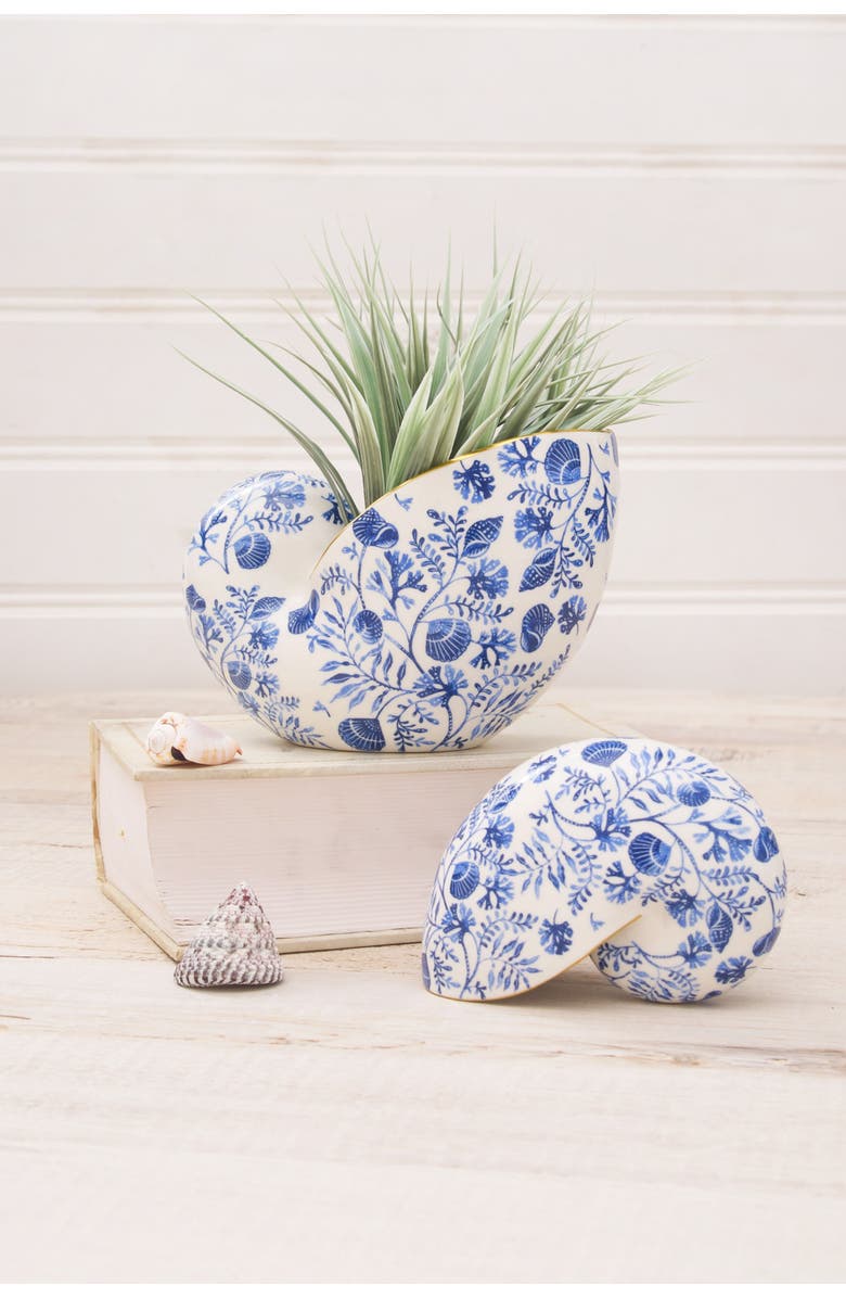 Gallerie II Chinoiserie Nautilus Shell Decorative Figurine, Alternate, color, Blue