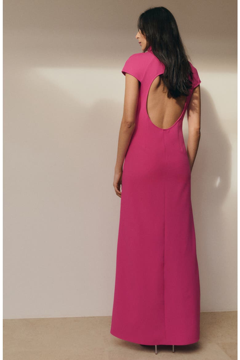 Cap Sleeve Open Back Dress, Alternate, color, FUCHSIA