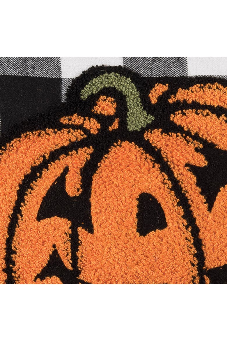 Jack-O-Lantern Pumpkin Check Tufted Halloween Accent Pillow, 12" x 12", Alternate, color, Orange