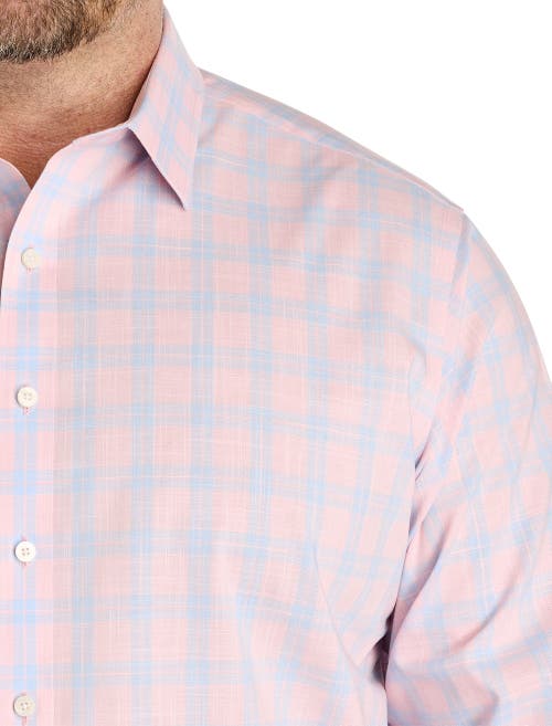 Shop Untuckit Fit By Dxl Big & Tall Clark Wrinkle-free Plaid Sport Shirt In Pink