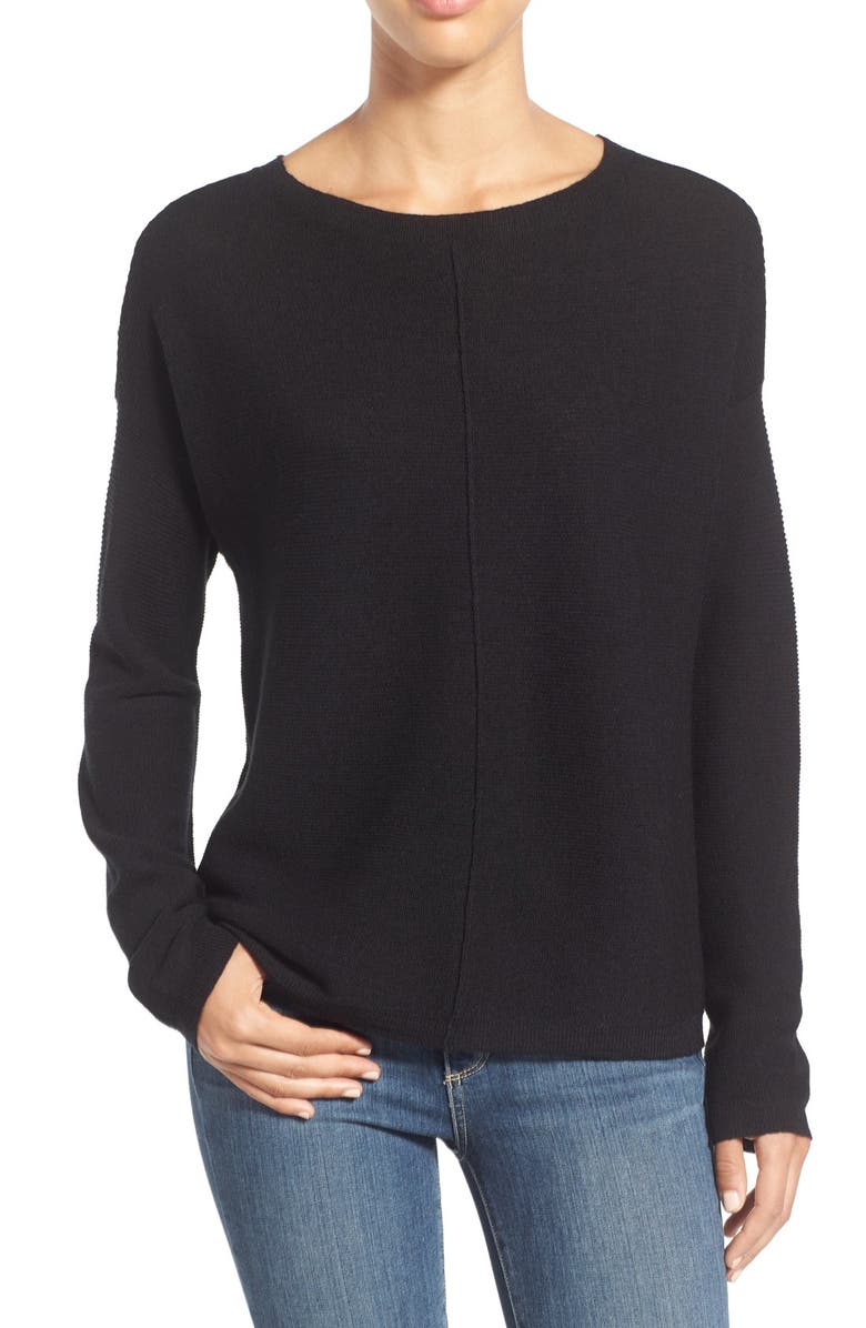 Eileen Fisher Ribbed Merino Bateau Neck Boxy Sweater, Main, color,