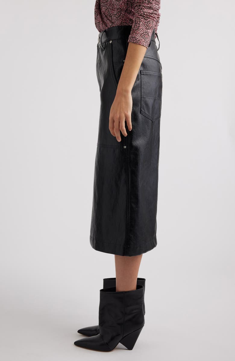 Isabel Marant Étoile Angele Faux Leather Midi Skirt, Alternate, color, Black