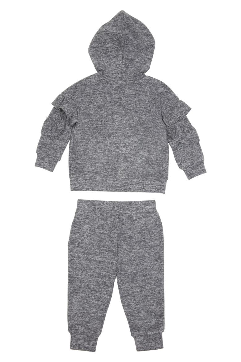 Habitual Jocelyn Ruffle Hoodie & Sweatpants Set, Alternate, color, CHARCOAL GREY HEATHER