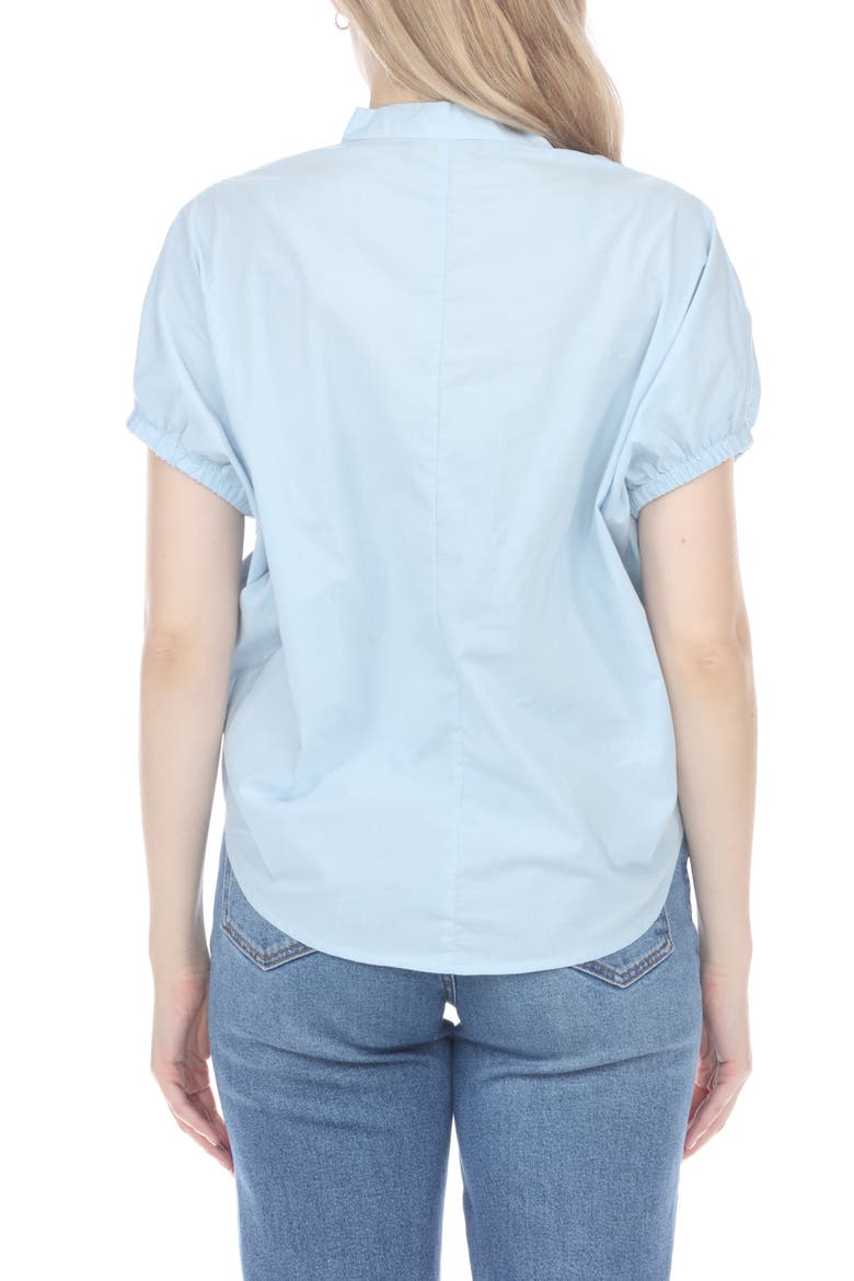 Pleated V-Neck Top, Alternate, color, LIGHT BLUE