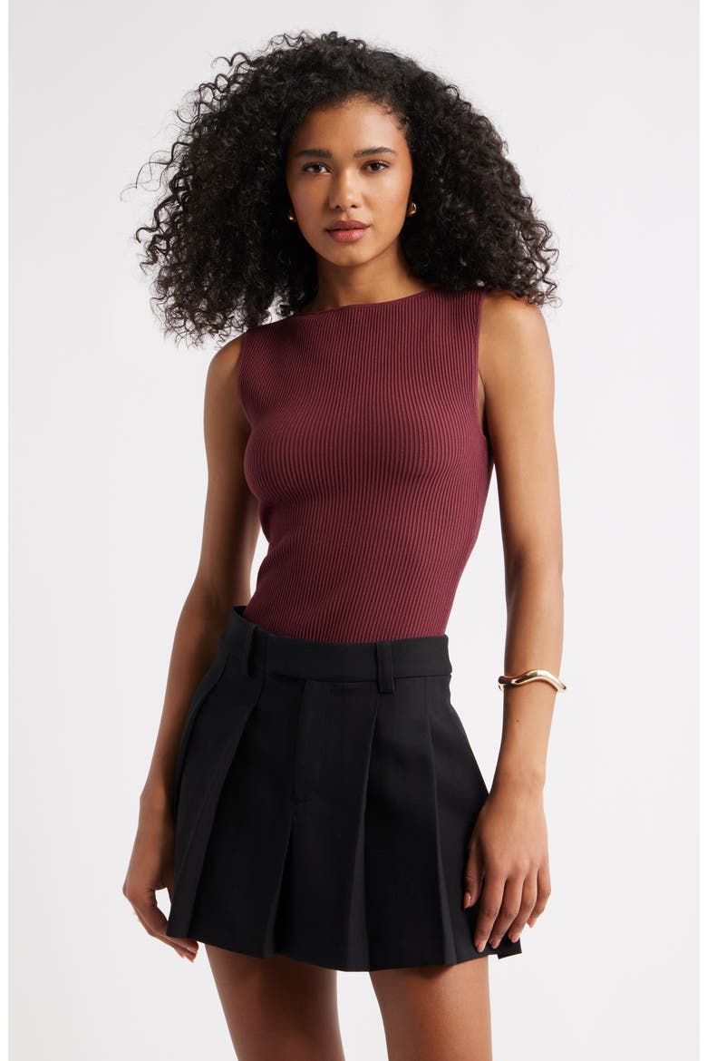 Luxe Sculpt Rib Sweater Tank, Main, color, BURGUNDY TANNIN