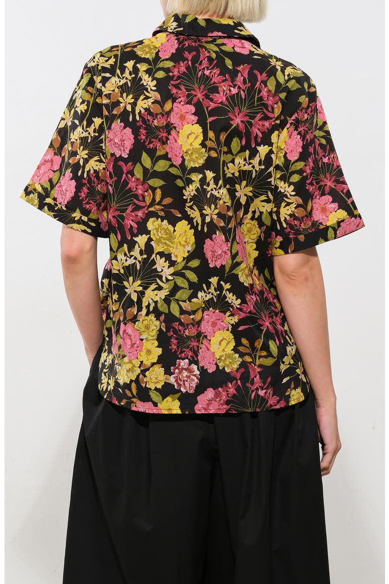 Floral Cotton Snap-Up Shirt, Alternate, color, BLACK