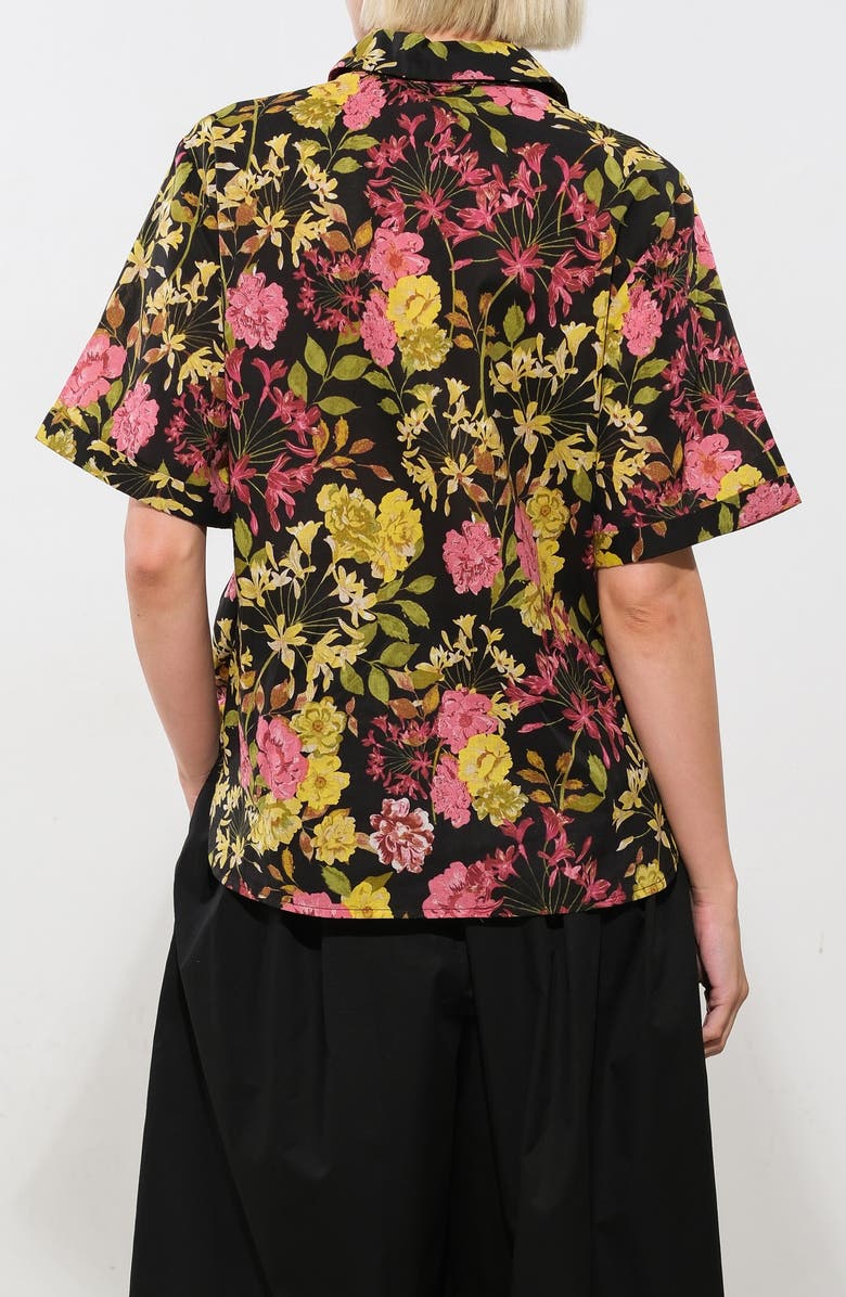 FREEMARKET Floral Cotton Snap-Up Shirt, Alternate, color, Black