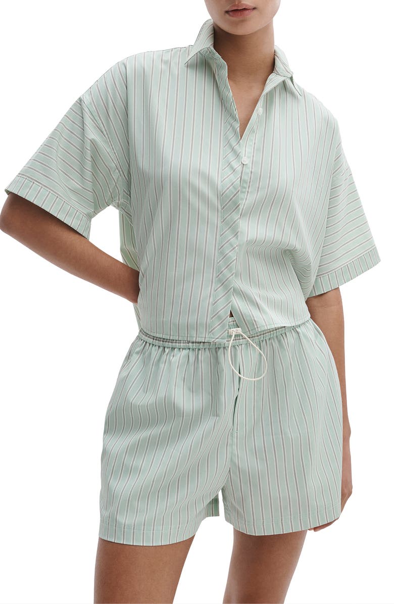 rag & bone Marvin Stripe Cotton Drawstring Shorts, Alternate, color, Green Stripe