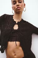 H&M Pointelle-knit tie-front cardigan