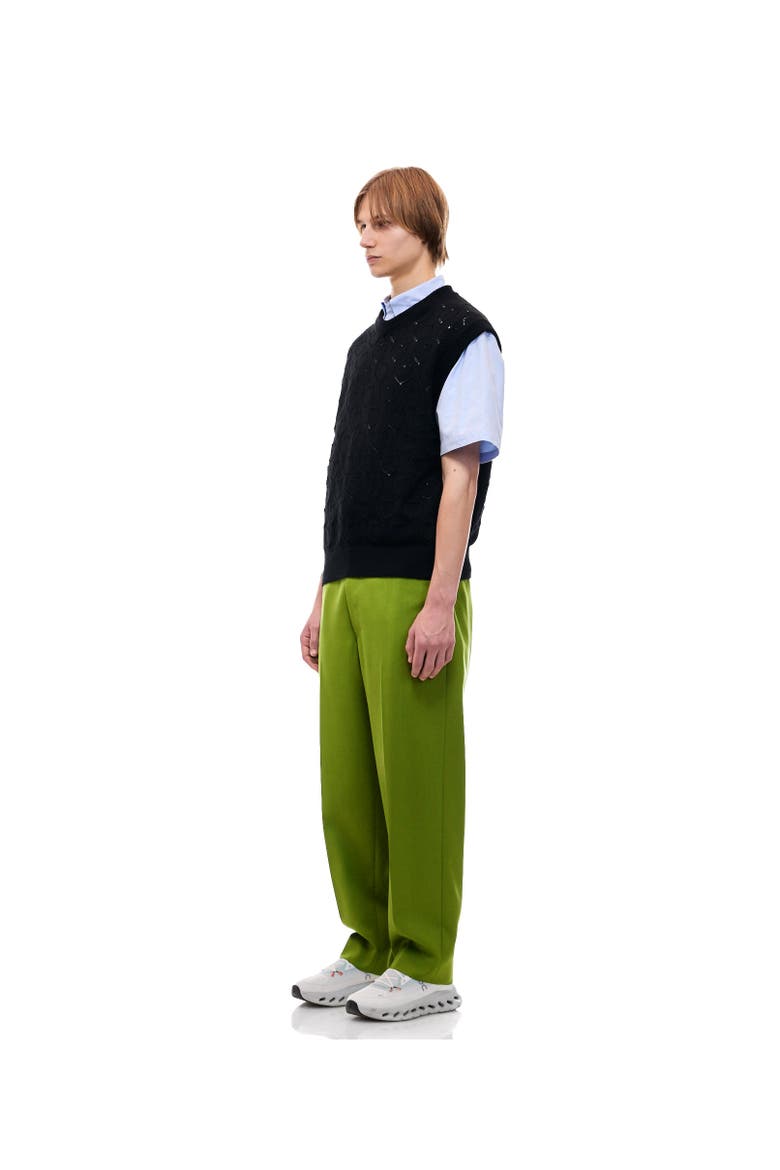 Eyelet Sweater Vest, Alternate, color, Black