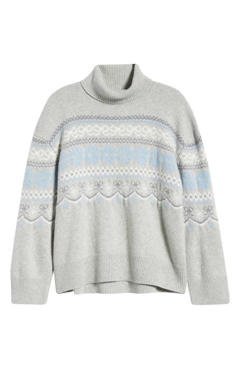 LoveShackFancy Mirin Wool Fair Isle Turtleneck Sweater, Main, color, Earl Gray