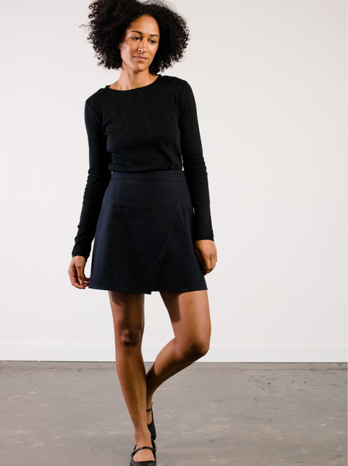 Able Micayla Wrap Mini Skirt In Black