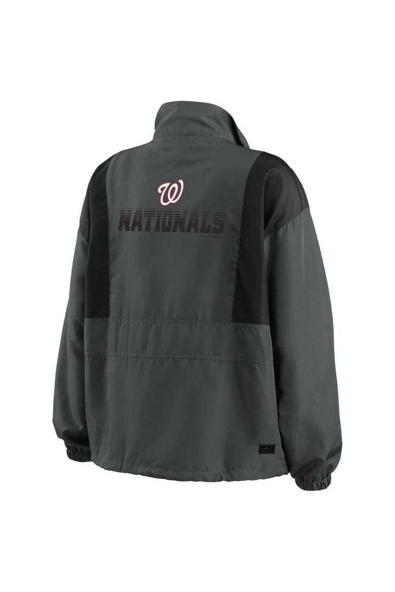Women's WEAR by Erin Andrews Charcoal Washington Nationals Packable Half-Zip Jacket, Alternate, color, Charcoal