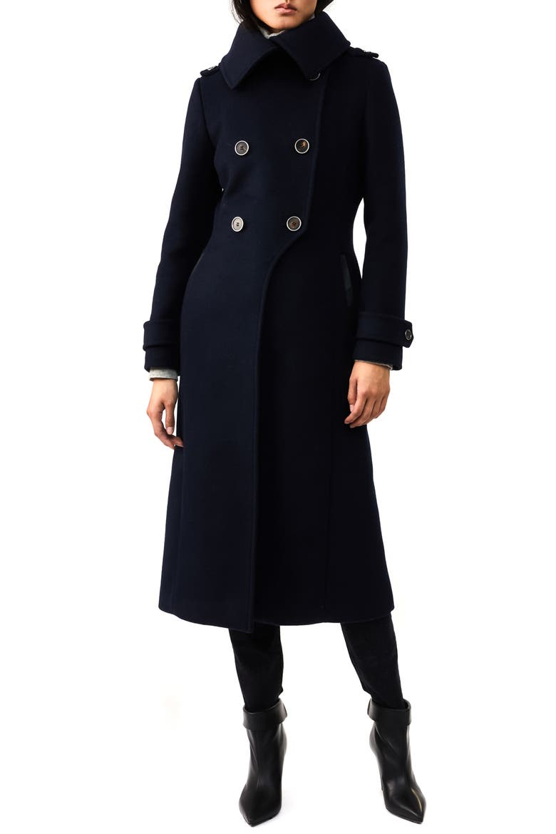 Elodie-R Double Breasted Wool Blend Coat, Main, color, NAVY