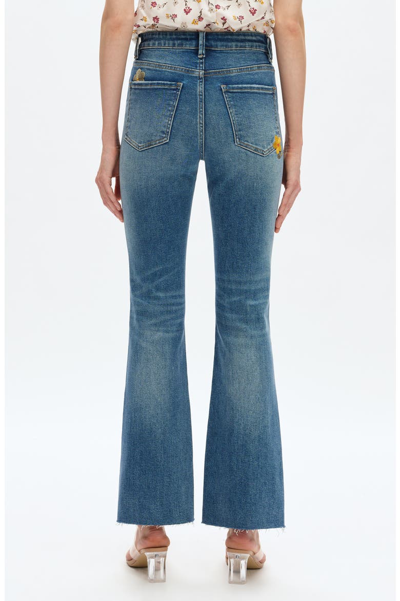 Floral Embroidered High Waist Bootcut Jeans, Alternate, color, MEDIUM BLUE