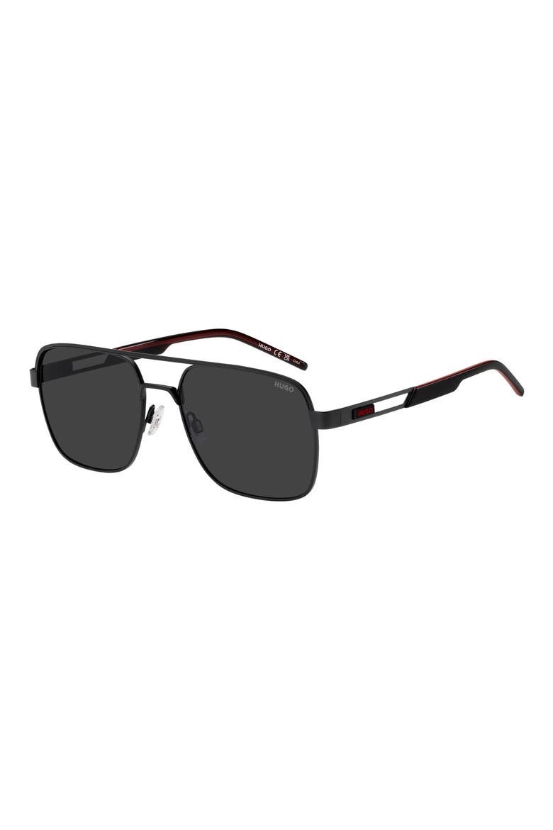 57mm Square Sunglasses, Alternate, color, MATTE BLACK/ GREY