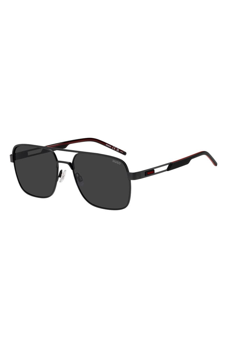 BOSS 57mm Square Sunglasses, Alternate, color, Matte Black/ Grey